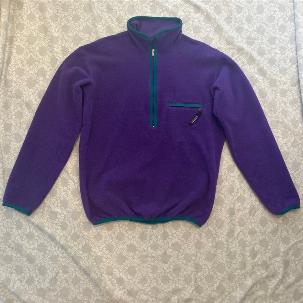 Vintage 1990 Patagonia Purple & Teal Fleece Quarter Zip